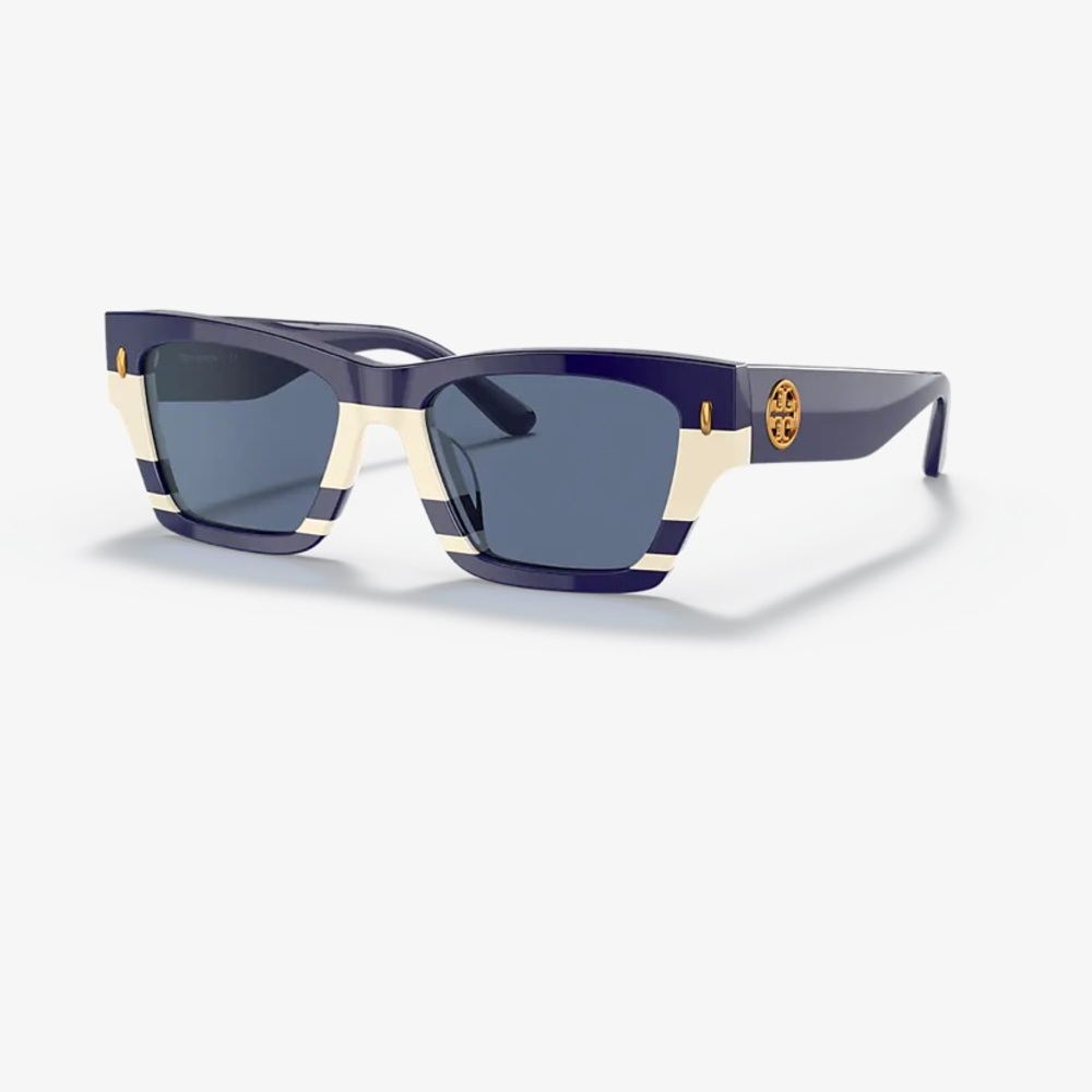 Tory Burch Navy Ivory Vintage Stripes Sunglasses